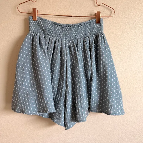 Free People Skort Women Small Blue Lace Up Front Dotted Boho Festival‎ Shorts - Image 4