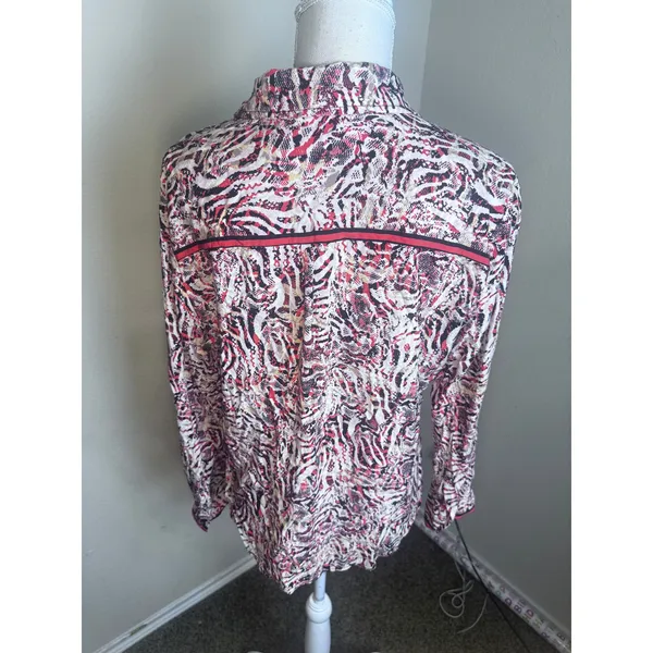 Liverpool Los Angeles Mixed Animal Print Button Down Shirt blouse career Large - Image 4