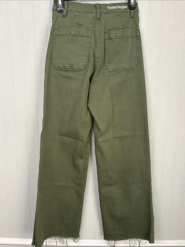 Favorite Daughter The Mischa Super High Rise Wide Leg Ankle Jean Women 26 Green - Image 5