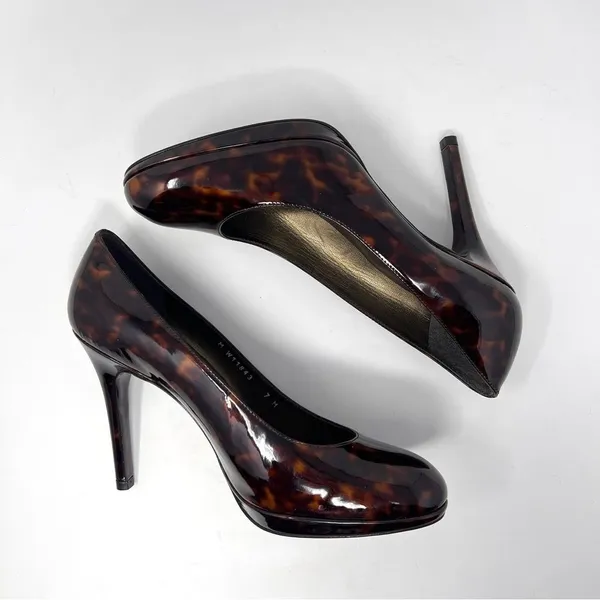 Stuart Weitzman Tortoiseshell Patent Platform Pumps – Size 7M – Stiletto Heels - Image 6