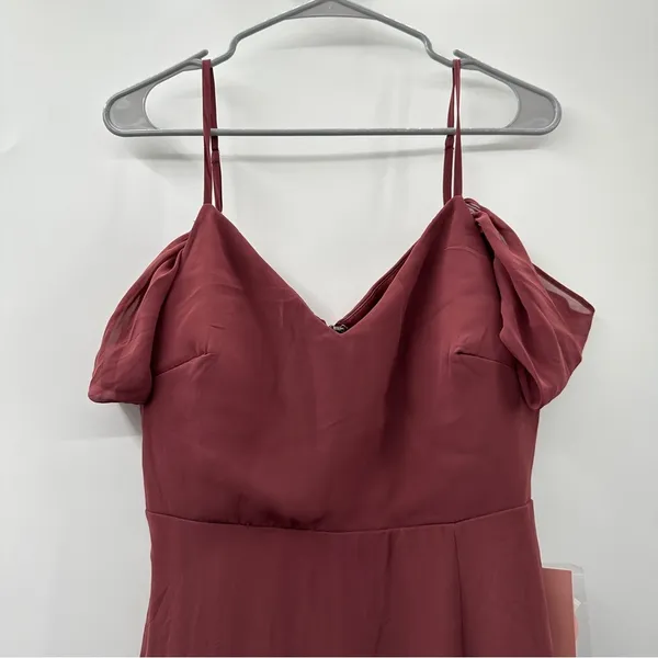 Birdy Grey Devin Convertible Chiffon Bridesmaid Maxi Dress in Spice Sz M NEW - Image 4