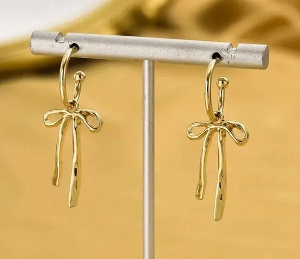 Coquette bow dangle drop earrings coquette bow jewelry trendy bow earrings gold, stocking stuffer - Image 5