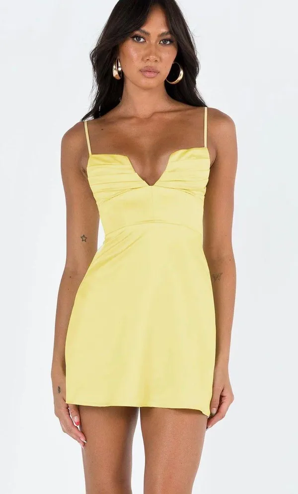 Princess Polly delta mini dress butter yellow - Image 2