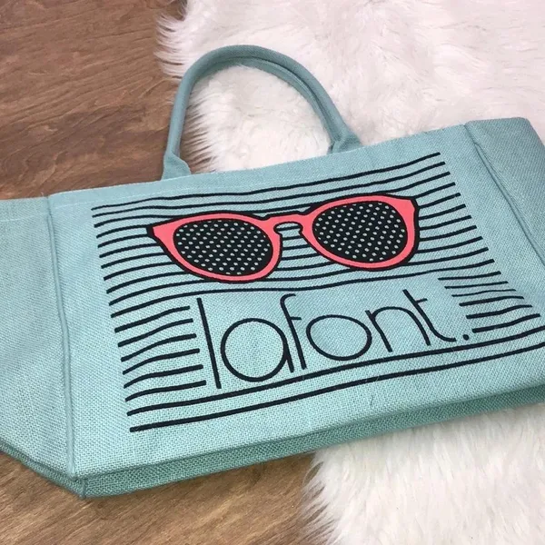 lafont. Large green striped tote bag - Image 5