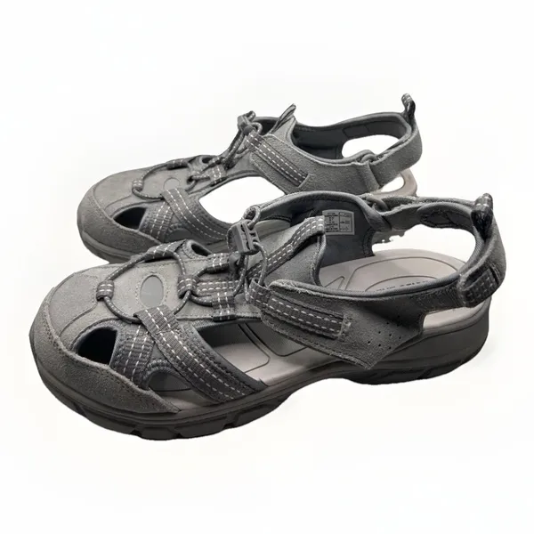 Lands End Sandals Size‎ 10B Closed Toe Gray Suede #517109 Hiking Gorpcore Sporty - Image 2