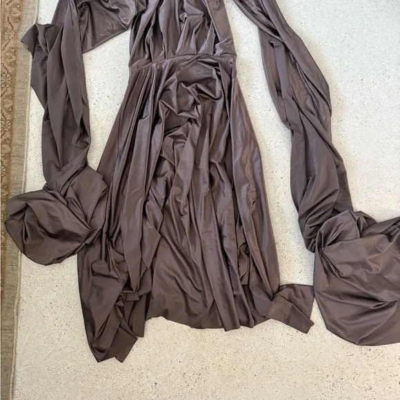 Twobirds Convertible Multi-Way Dress Tea Length Taupe One Size Bridesmaid Gown‎ - Image 3