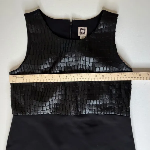 Anne Klein Black Crocodile Texture Sheath Dress Size 6 Faux Leather Office Work‎ - Image 11