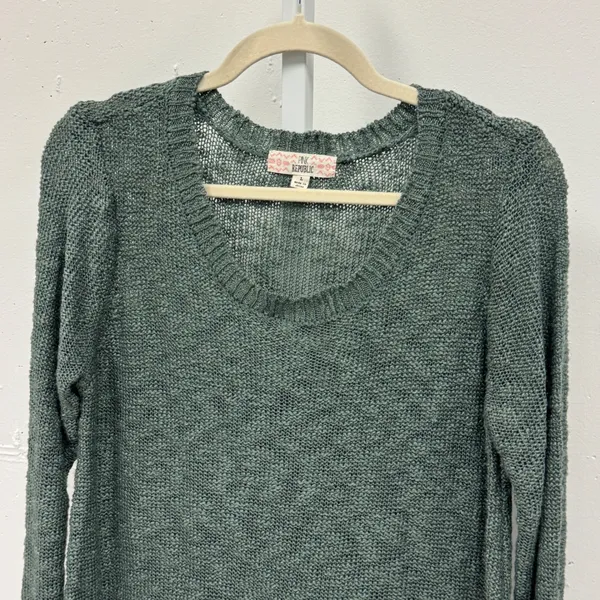 Pink Republic Dried Sage Green Lace Trim Knit Sweater PF522547SK-112 Large - Image 3