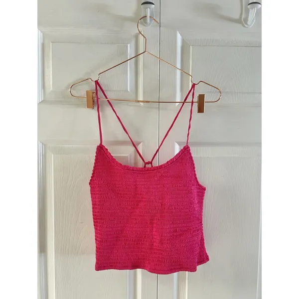 New Free People “‎ Right On Time” Cami Shirt Fuschia Pink Size L - Image 3