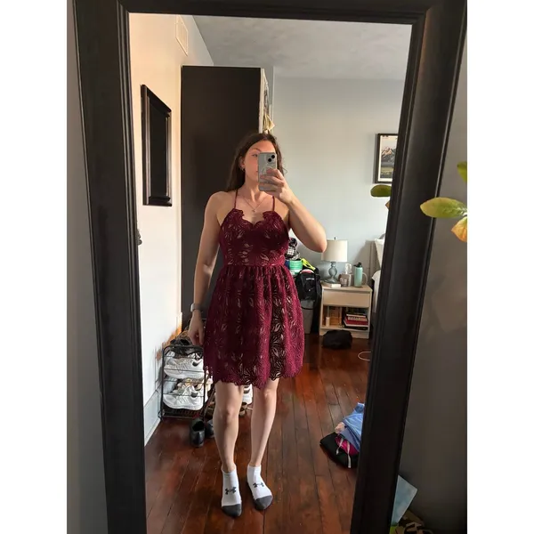 J.O.A. Lace Halter Neck Mini Dress - Image 2