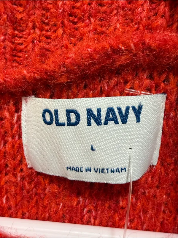 NWT Old Navy sweater red marl winter holiday fisherman grandpa large wool blend - Image 11