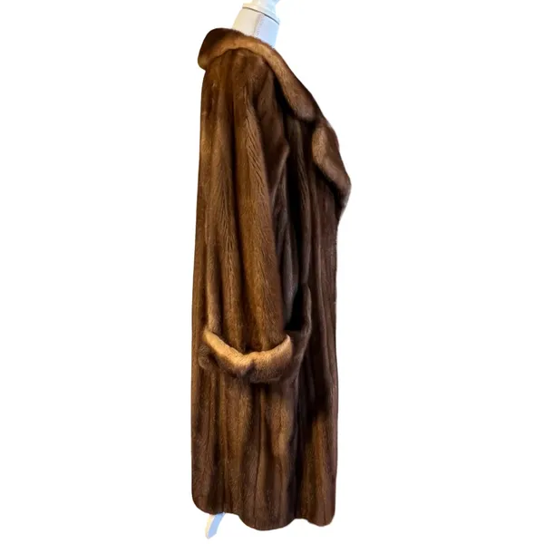 Vintage Nina Ricci Natural Female Let Out Mink Fur Coat Size M Genuine Womens - Image 3