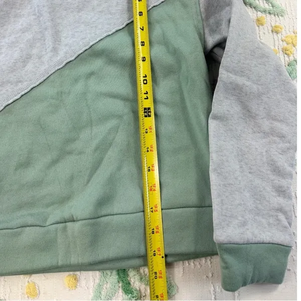 SHEIN Colorblock Hoodie Gray‎ Green Fleece Lined Sweatshirt Women's Size S - Image 3