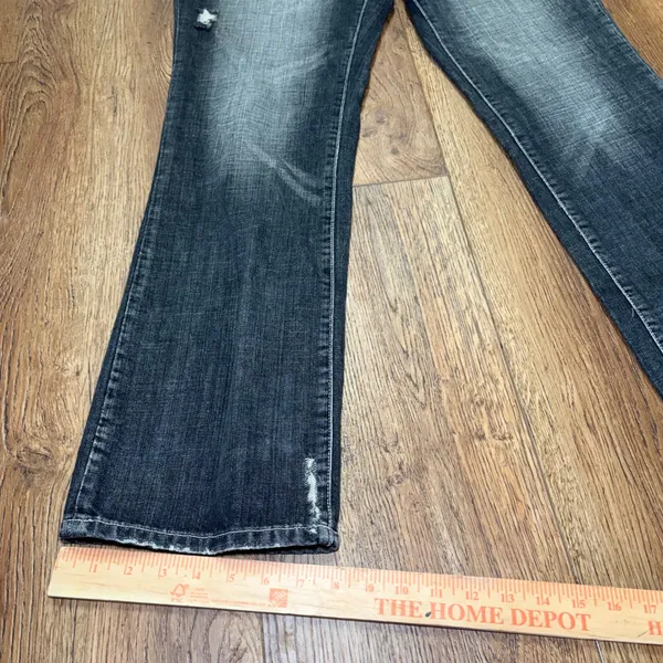 Y2K Gap Jeans Womens 16 Faded Black Distressed Low Rise 100% Cotton Denim Skinny - Image 6