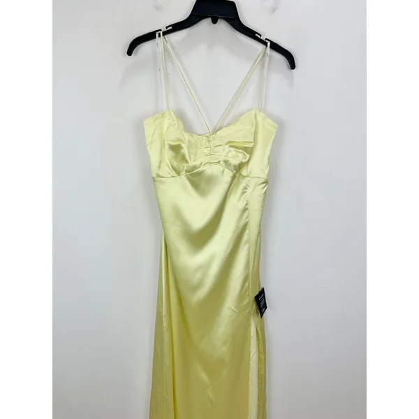Lulus Stunning Example Light Yellow Satin Backless Maxi Dress Long Formal XL NWT - Image 6