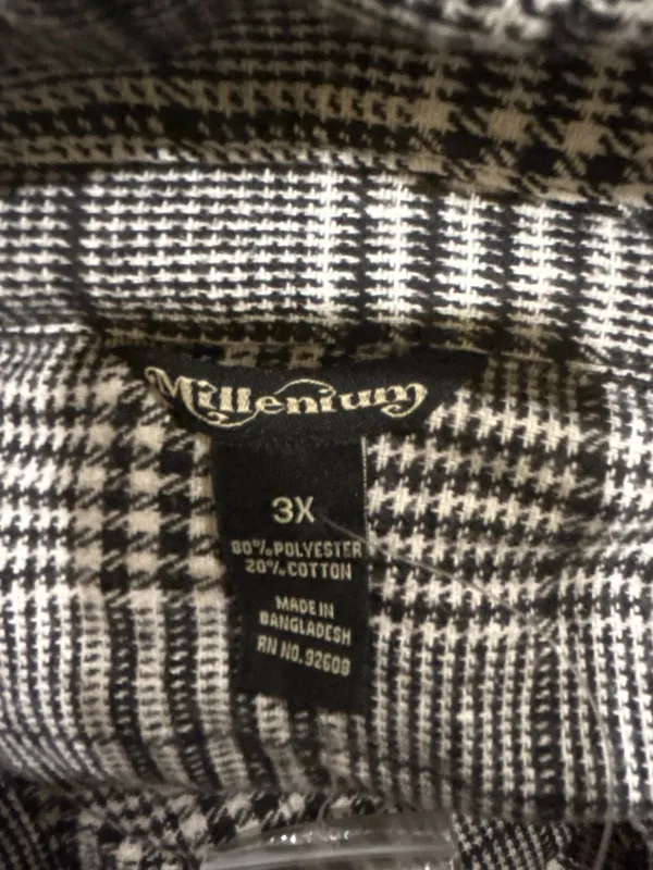 Millenium Plus Size 3X Autumn Essential Black & White Plaid Button - Image 7