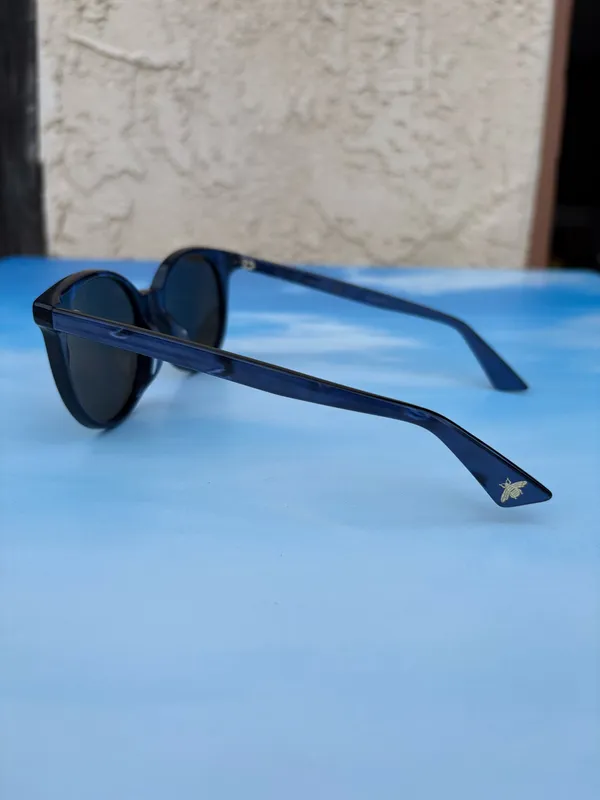 Gucci GG0091SA 004 urban round blue tortoiseshell acetate frame sunglasses brown lenses - Image 13