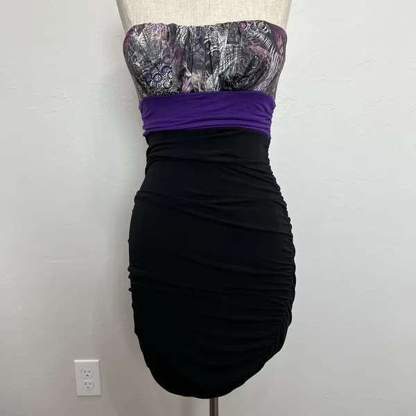 VTG 2000s S Small Dress Strapless Bodycon Empire Y2K Fairy Grunge Baddie USA - Image 3