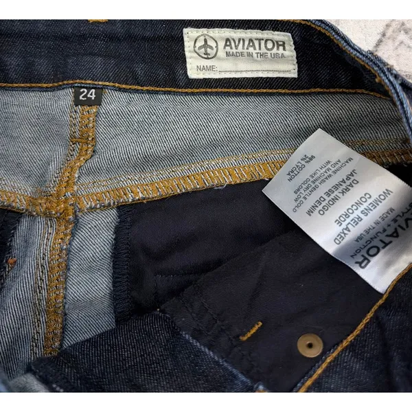 Aviator Nation Relaxed Concorde Straight Leg Dark Blue Denim Jeans Size 24 - Image 4