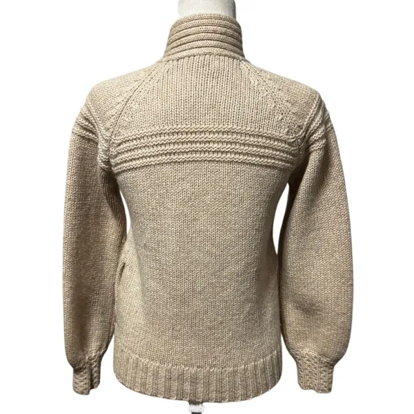 Vintage Peter G's General Stores Pure Wool Cable Knit Zip Cardigan Cream (PM) - Image 3