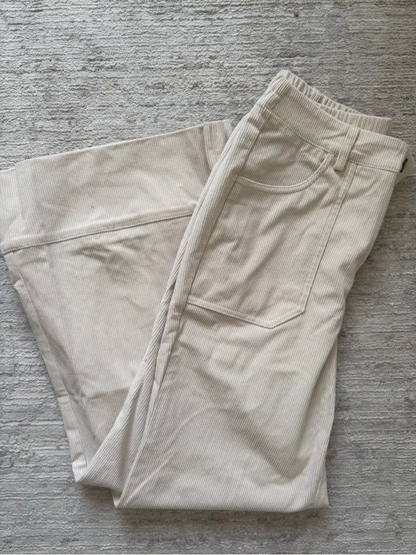 SHEIN Wide-Leg High-Rise Pants in Cream (Size Small) - Image 3