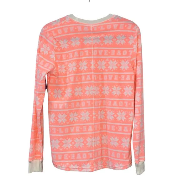 NWT Sleep Chic Pajama Top Small Pink White Snowflake Matching Scrunchie Lounge‎ - Image 3