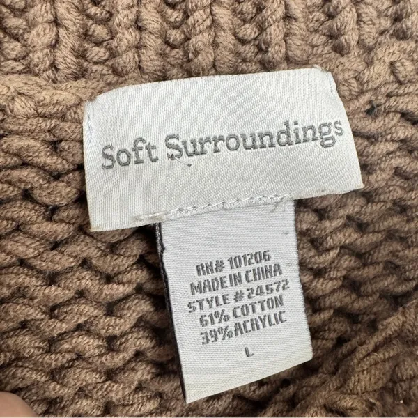 Soft Surroundings Brown Chunky Knit Oversized Sweater Womens L Lagenlook Fall - Image 6