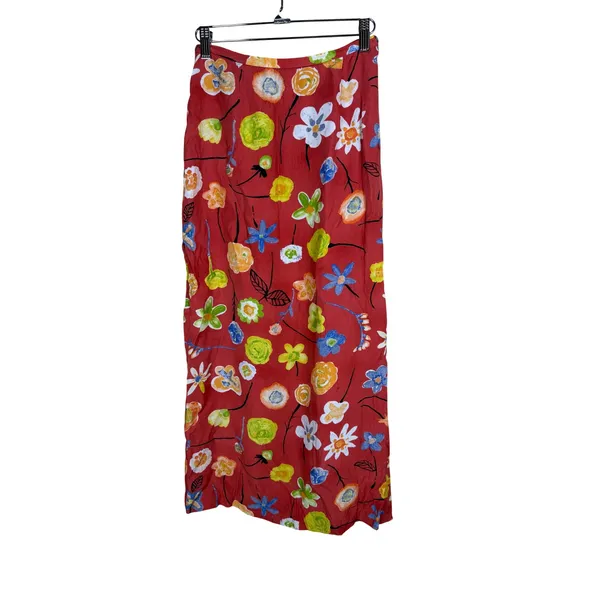 Vintage Harold's Red Floral Maxi Skirt Rayon High Waisted Made in USA Size 2 - Image 4
