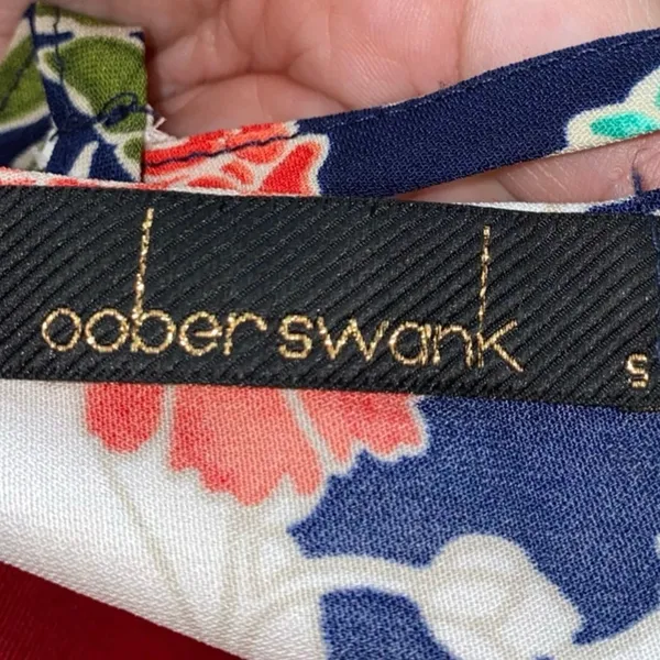 Oober Swank Floral‎ Romper Small Long Sleeve Surplice V Neck Navy Boho Women's - Image 4