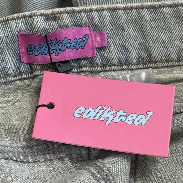 NEW Edikted‎ Low Rise Wide Leg Acid Washed Jeans Capsule Skater Grunge M - Image 8