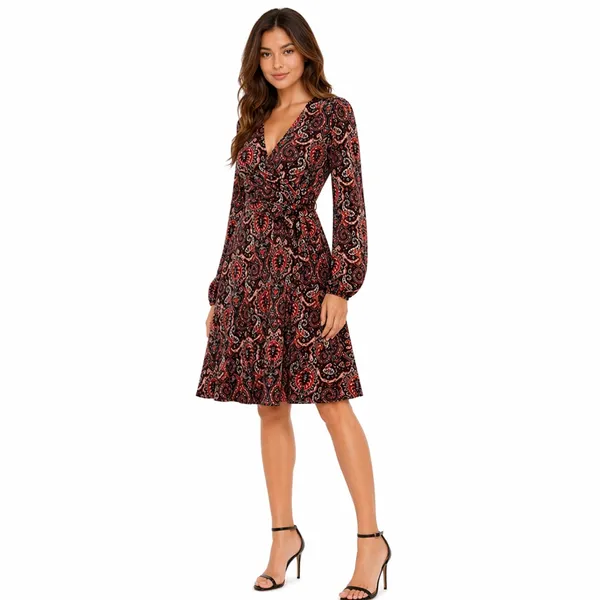ANTHROPOLOGIE MAEVE Floral Paisley Wrap Front Dress With Belt Sz XS - Image 3