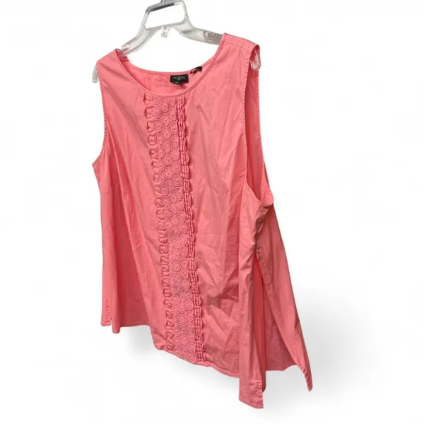 Talbots Woman Pink Eyelet Lace Front Sleeveless Shell - 20W - Image 5