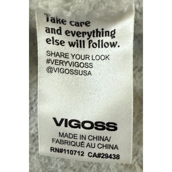 Vigoss Fair Isle Sweater Womens Size Large Gray Balloon Sleeve Crewneck Pullover - Image 7
