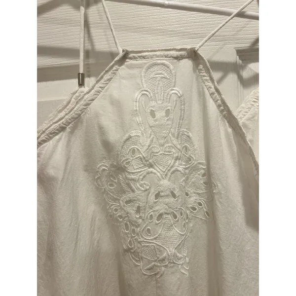 Anthro Let Me Be White Eyelet‎ Embroidered Peplum Cami Top Boho Cotton Sz 6 - Image 10