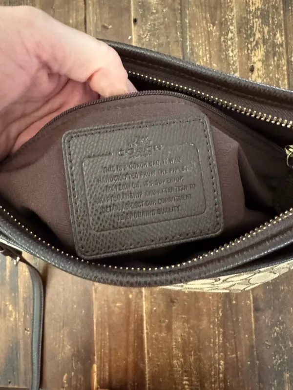 Coach Brown Signature Jacquard Crossbody Bag - Image 6