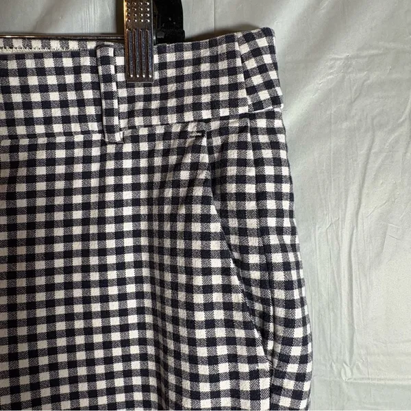 J. Crew Women’s Cameron Crop Pants Sz 6 Navy White Gingham Plaid Stretch‎ Preppy - Image 3