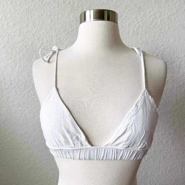 437 White Tie Shoulder Bikini Top - Image 9