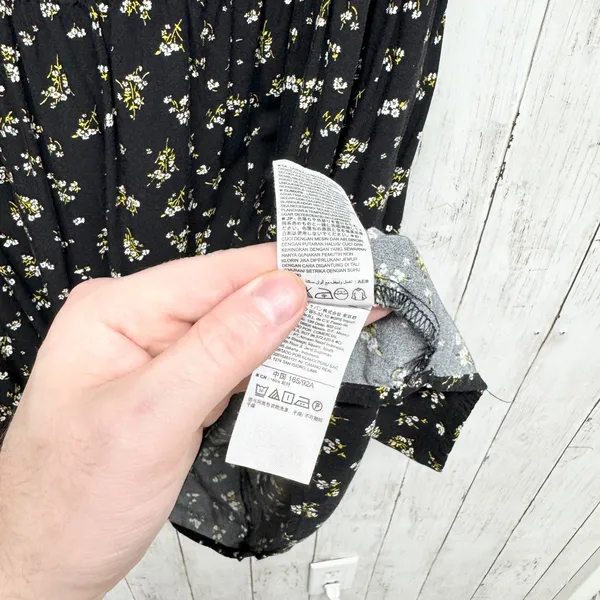Old‎ Navy Dress Women Size Medium Black Dainty Floral Short Sleeve T-Shirt Mini - Image 3
