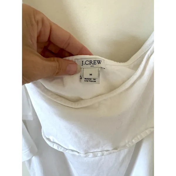 J. Crew Y2K Ruffle Cold Shoulder Tank Top White Size Cream - Image 4