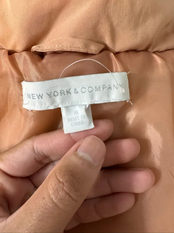 New York & Company Quilted Puffer Vest Womens XL Peach Blush Zip Stand Collar - Image 5