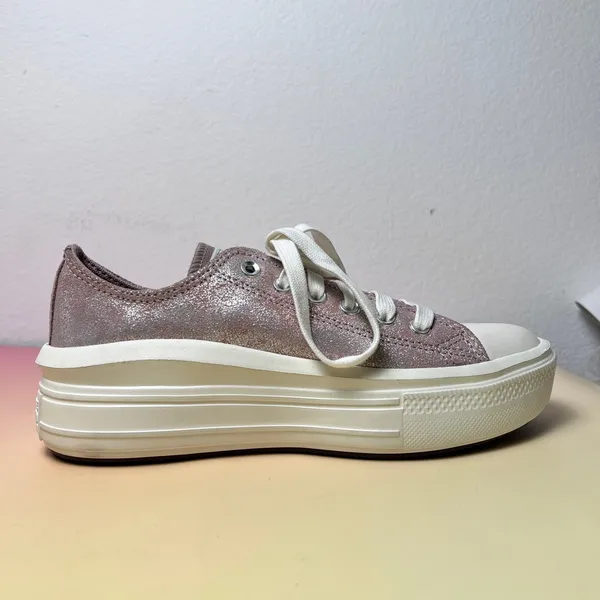 Converse Chuck Taylor‎ All Star Platform Sneakers Metallic Pink Silver Size 8.5 - Image 5