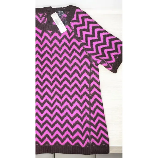 J Crew Funky Merino Wool Zig Zag Chevron Short Sleeve Sweater Size XS - Image 2