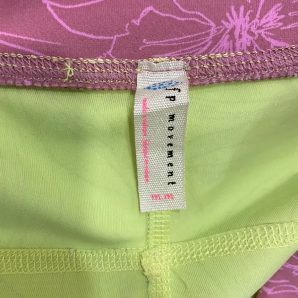 🌟Free People Movement🌟 Electric Lime Fired Up Bike Shorts Yellow/Pink Sz M - Image 4