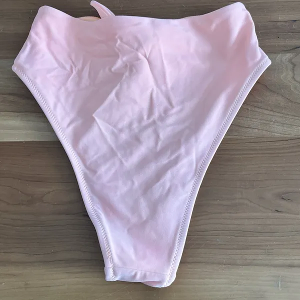 Aerie High Waisted High Cut‎ Cheeky Bikini Bottoms Tie Front Pink Size XS - Image 4