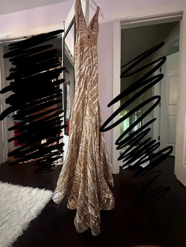 prom dress 22314 gold and silver sequin Size 00 - Image 7