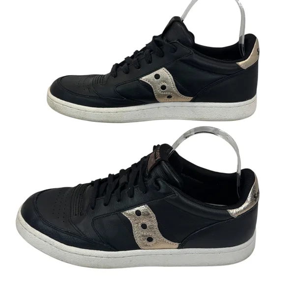 Saucony Jazz Court Women's Sz 9.5 Black Rose Gold Leather‎ Retro Low Sneaker - Image 2
