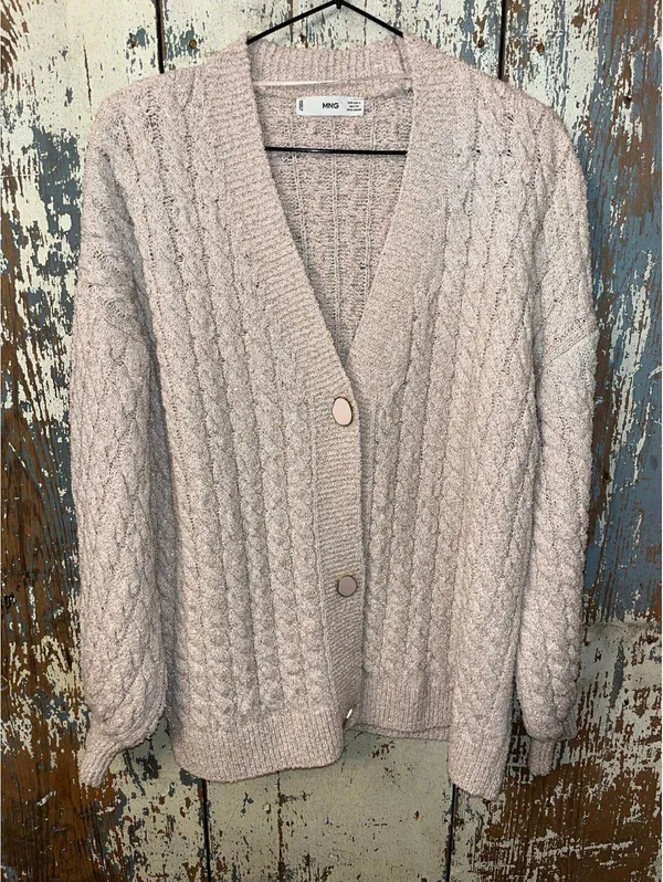 MNG Mango Womens sweater cardigan, size Small, Brilli, pink cozy cottagecore - Image 2