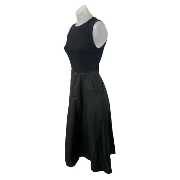 Zara Black Sleeveless Ribbed Knit Tank Fit & Flare A Line Midi Dress Size S - Image 3