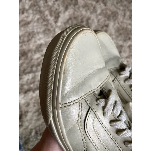 Vans Leather Low Top Sneakers Old Skool 90s Y2K Ivory VTG Skater Preppy Gen Z 6 - Image 11