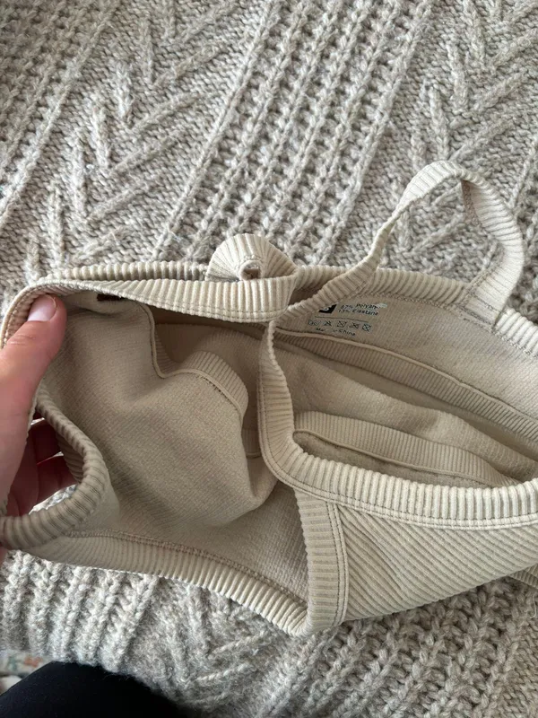 Light Beige Ribbed Tank Tan Size XS - Image 4